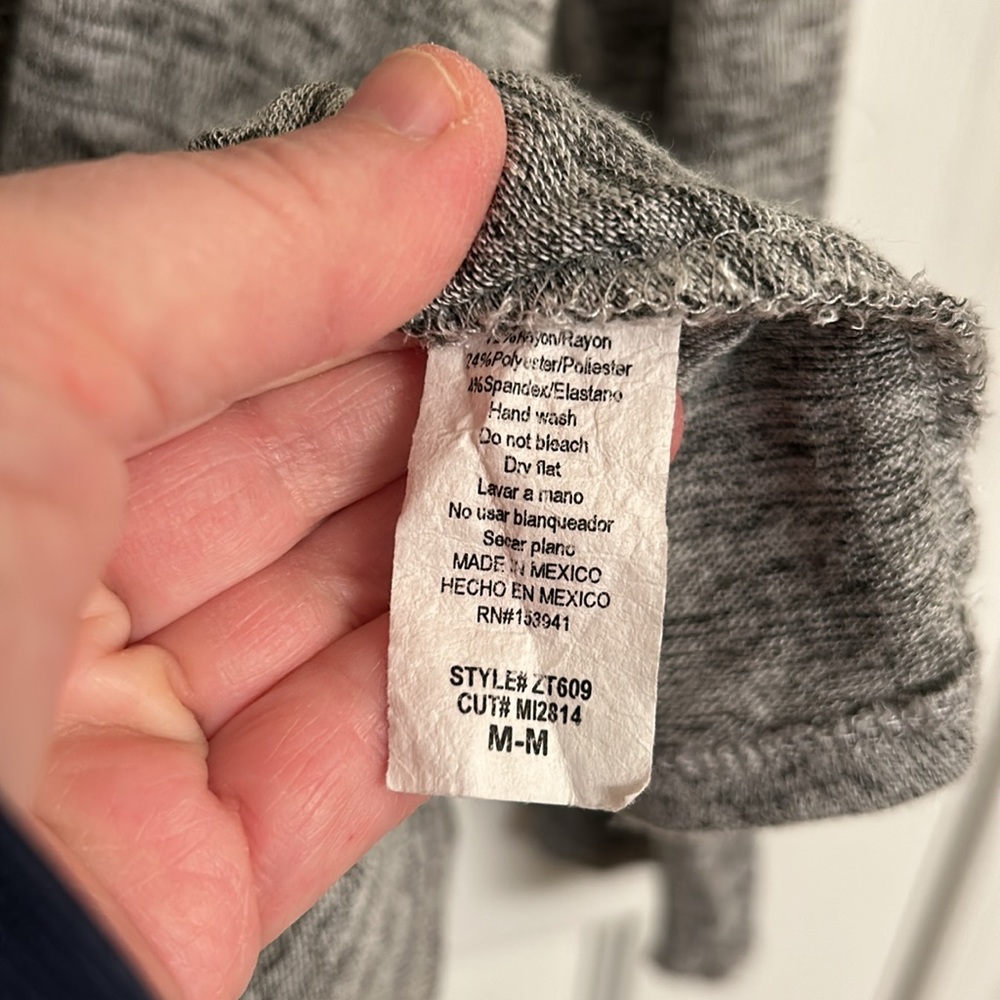 Misia Gray Black Marled Sweater Unique Neck Decorative Button Rayon-blend Medium - Picture 6 of 6